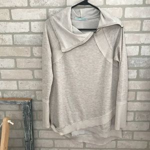Tan high/low cross front sweater